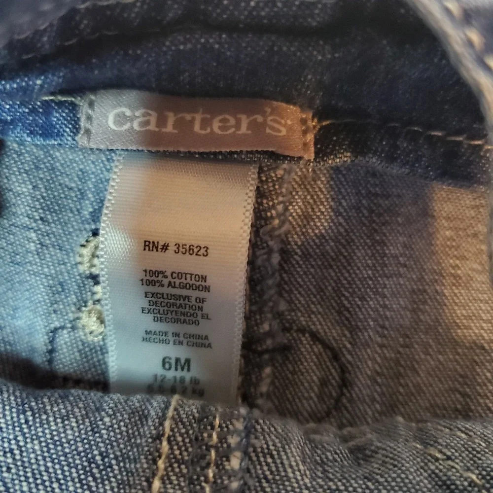 Carter's Child Of Mine Shortalls Boy's Denim baseball Themed vintage Embroidered